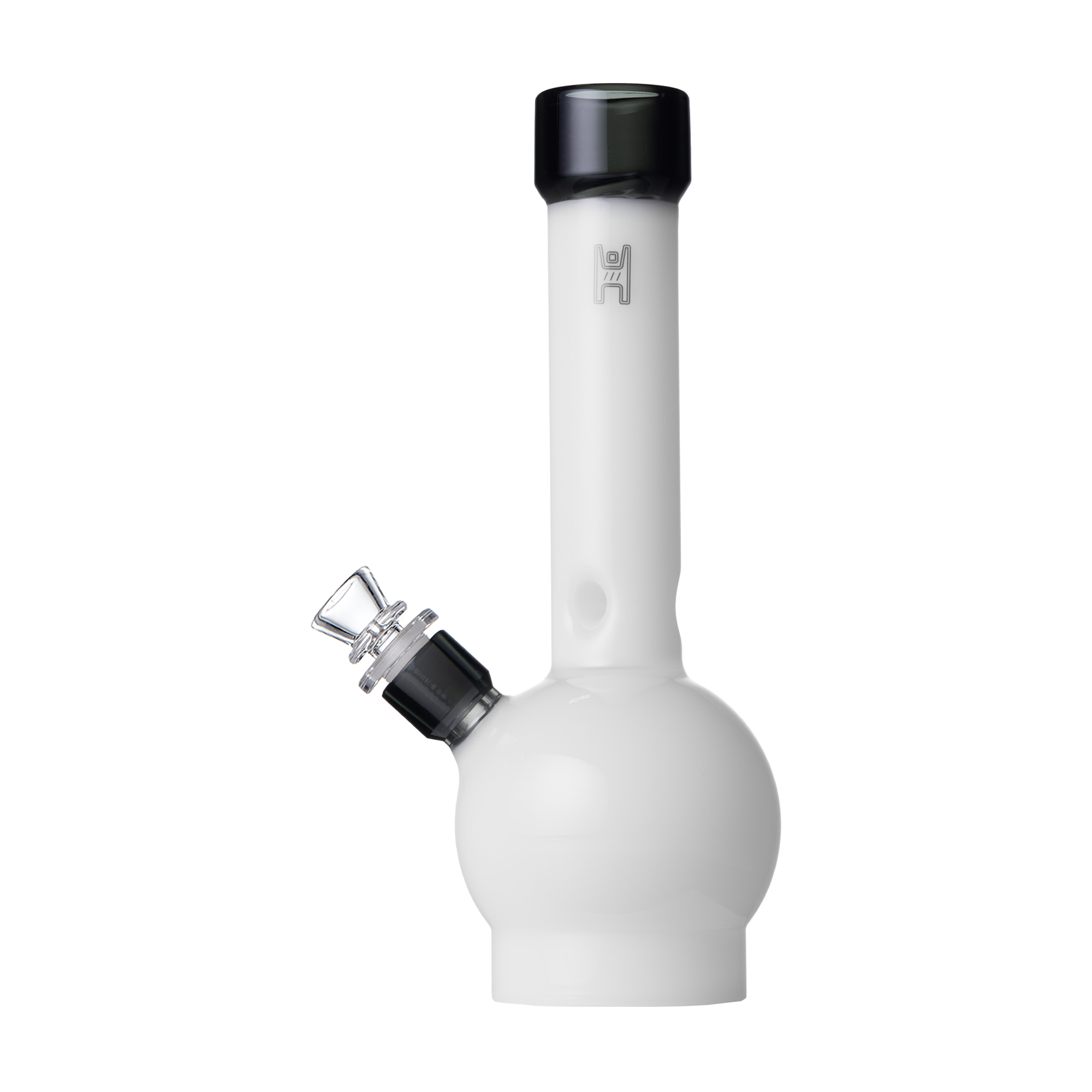 Photograph of product: Human Grade 12" Ball Glass Bong White/Black $70