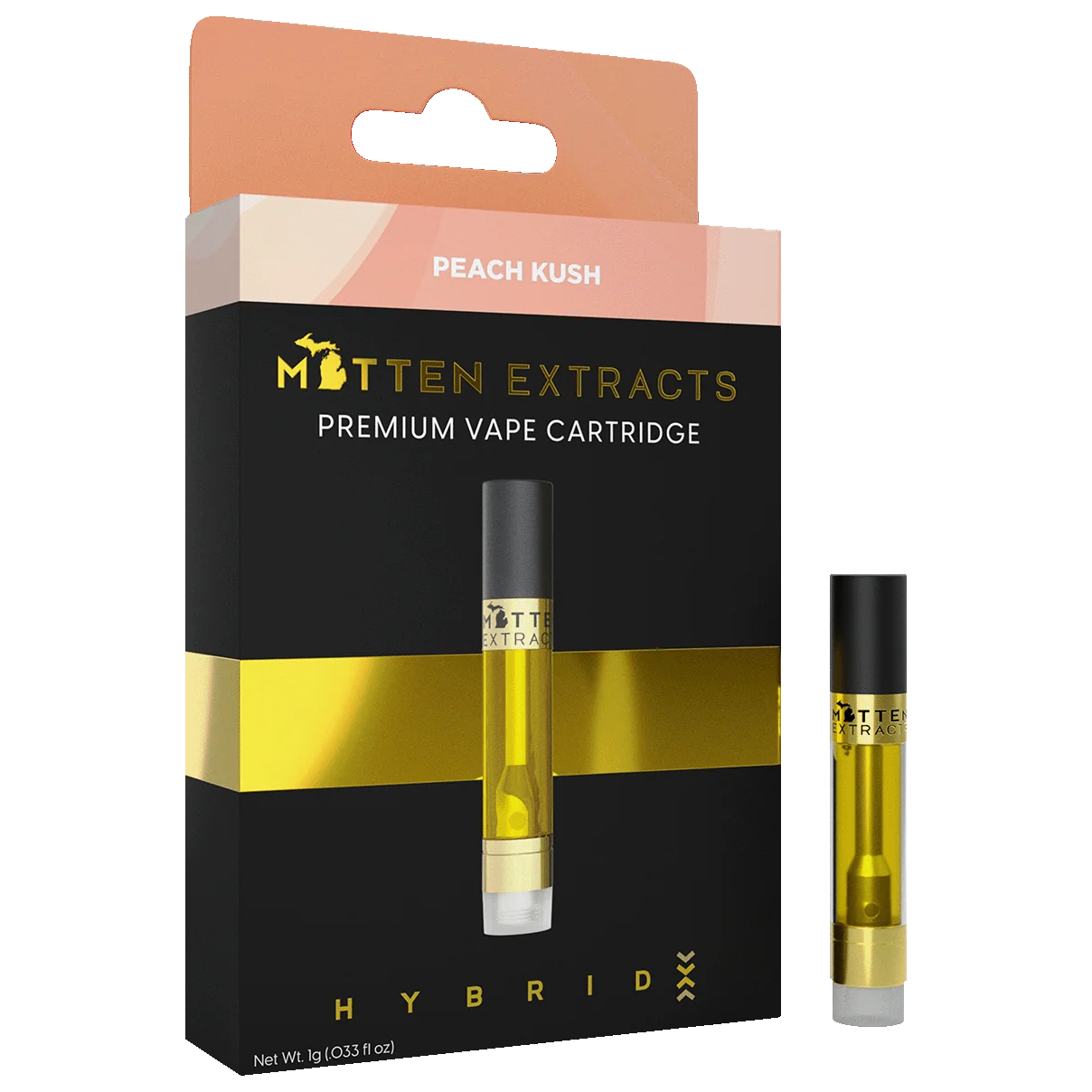 Photograph of product: Mitten Extracts Peach Kush Cartridge Rec