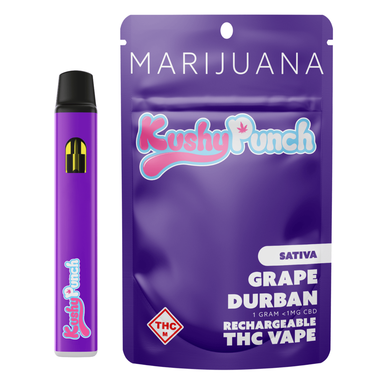 Photograph of product: KUSHY PUNCH 1G GRAPE DURBAN DISPOSABLE CARTRIDGE