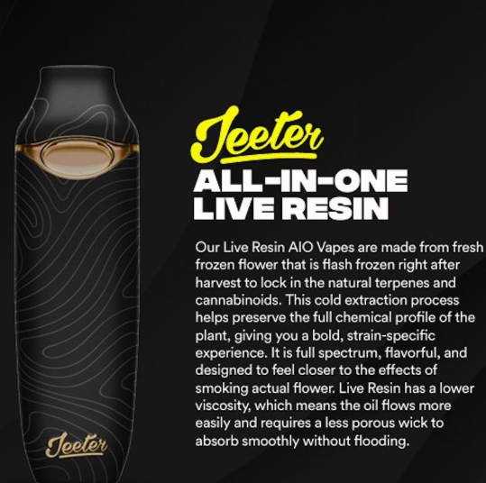 Photograph of product: Jeeter Live Resin All-in-One Vape - Bubba Kush