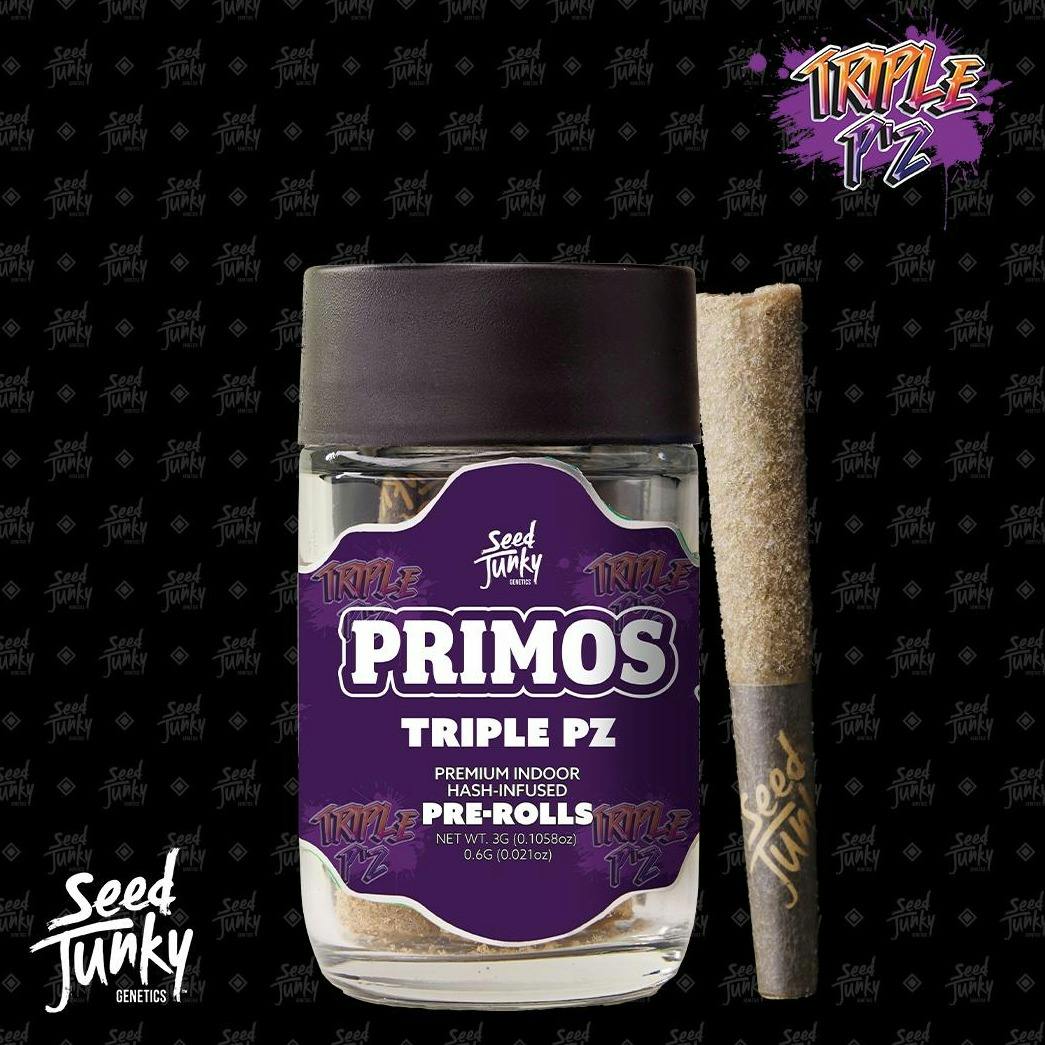 Photograph of product: Primos Triple P'z 3.75g 5/pk au chocolat Infused Pre-Roll by Seed Junky