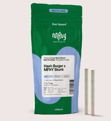 Photograph of product: MFNY | MFNY Skunk x Petro Chem | Live Resin Infused 2pk Pre-Rolls