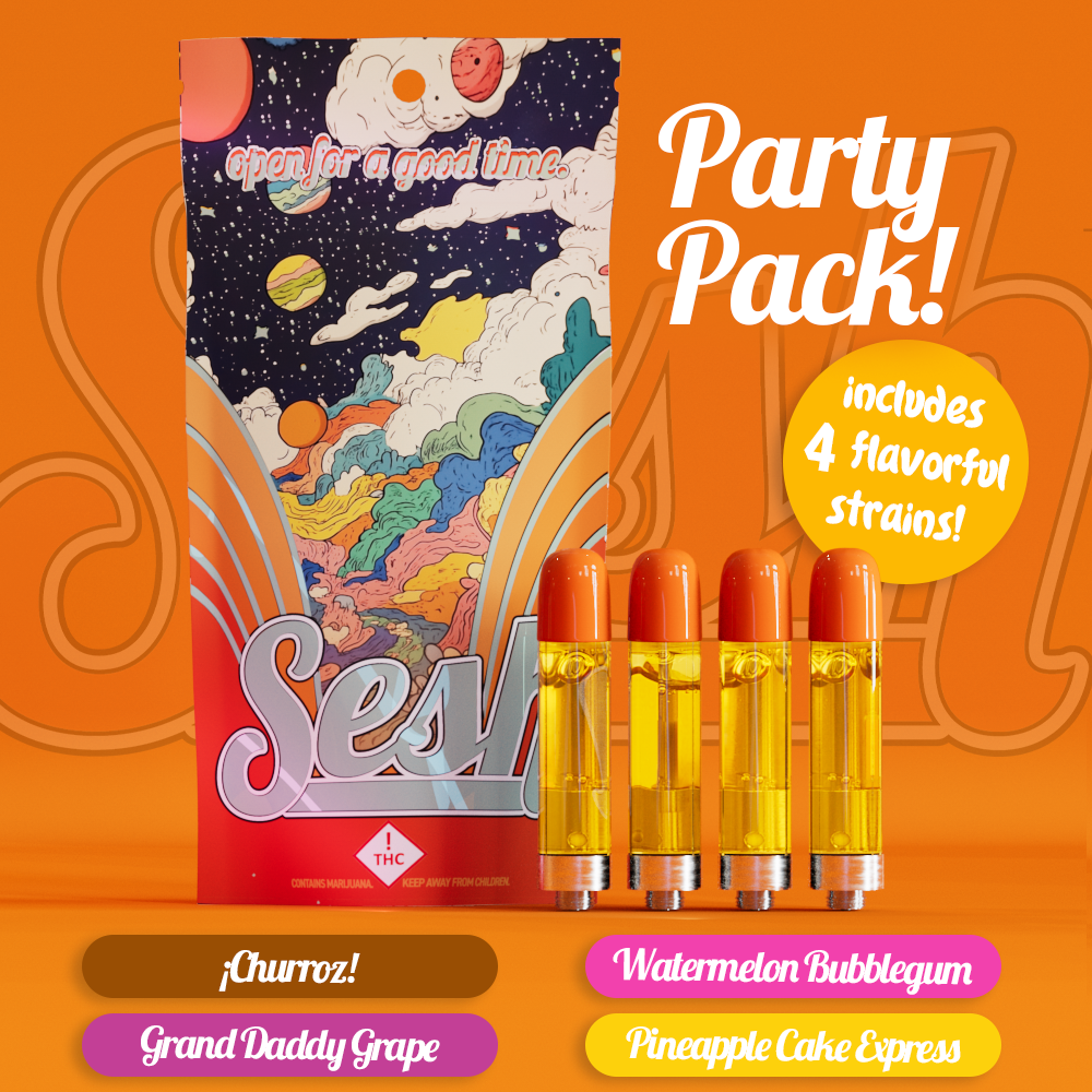 Photograph of product: Sesh Pack #2 Distillate Cartridge 4 Pack