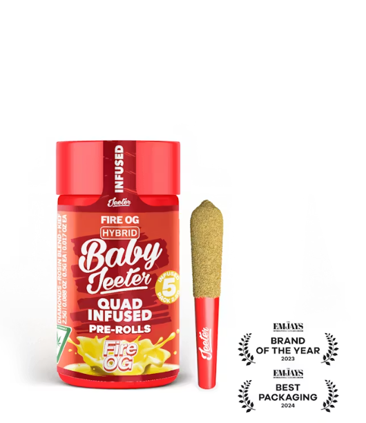 Photograph of product: Baby Jeeter - Fire OG Quad Infused Pre-Roll 5pk - 2.5g