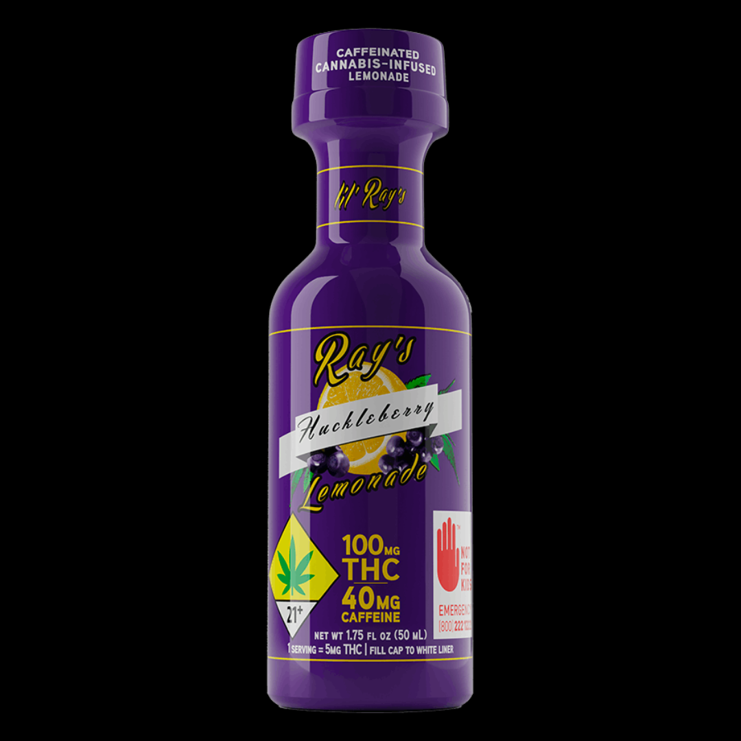 Photograph of product: Caffeinated Huckleberry 100mg 1.75oz Liquid Edible Ray's Lemonade