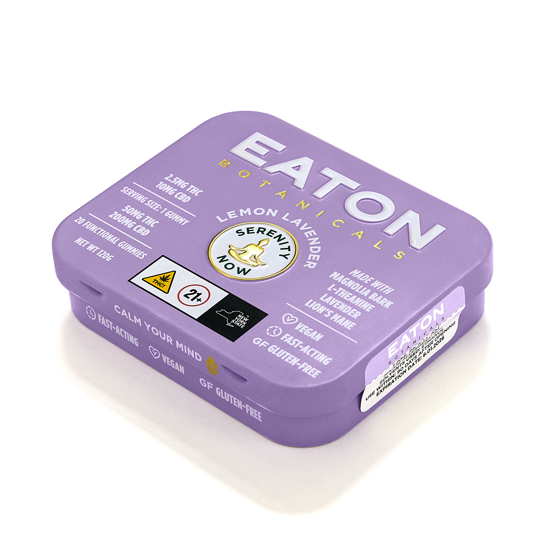 Photograph of product: Eaton Botanicals | 4:1 100mg Gummies | Serenity Now: Lemon Lavender