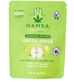 Photograph of product: Hamsa | Edibles | Fast-Acting | Infused | Green Apple | 100mg-Hybrid