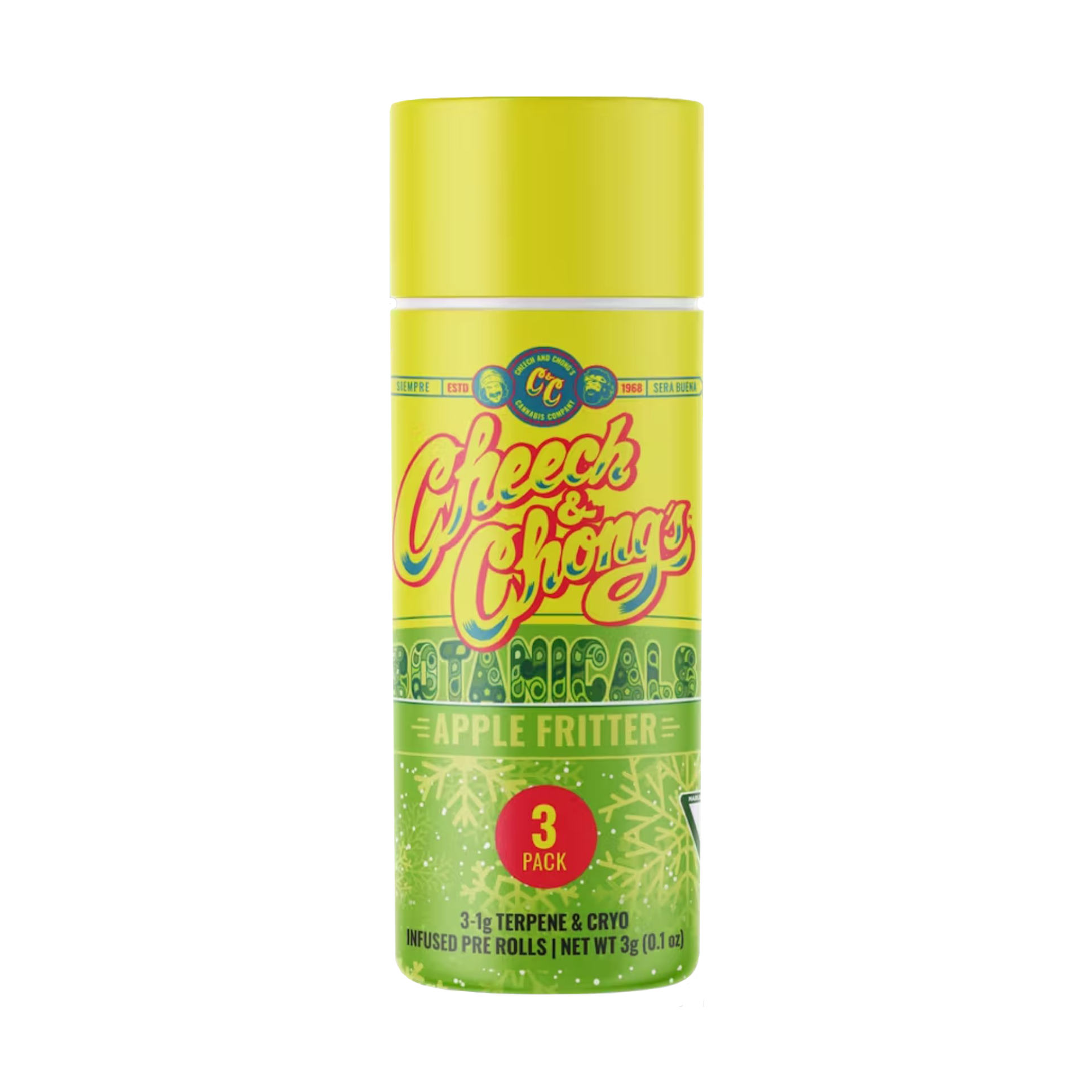Photograph of product: Cheech & Chong's - Apple Fritter Cryo Infused 3-Pack 1g Pre-Rolls
