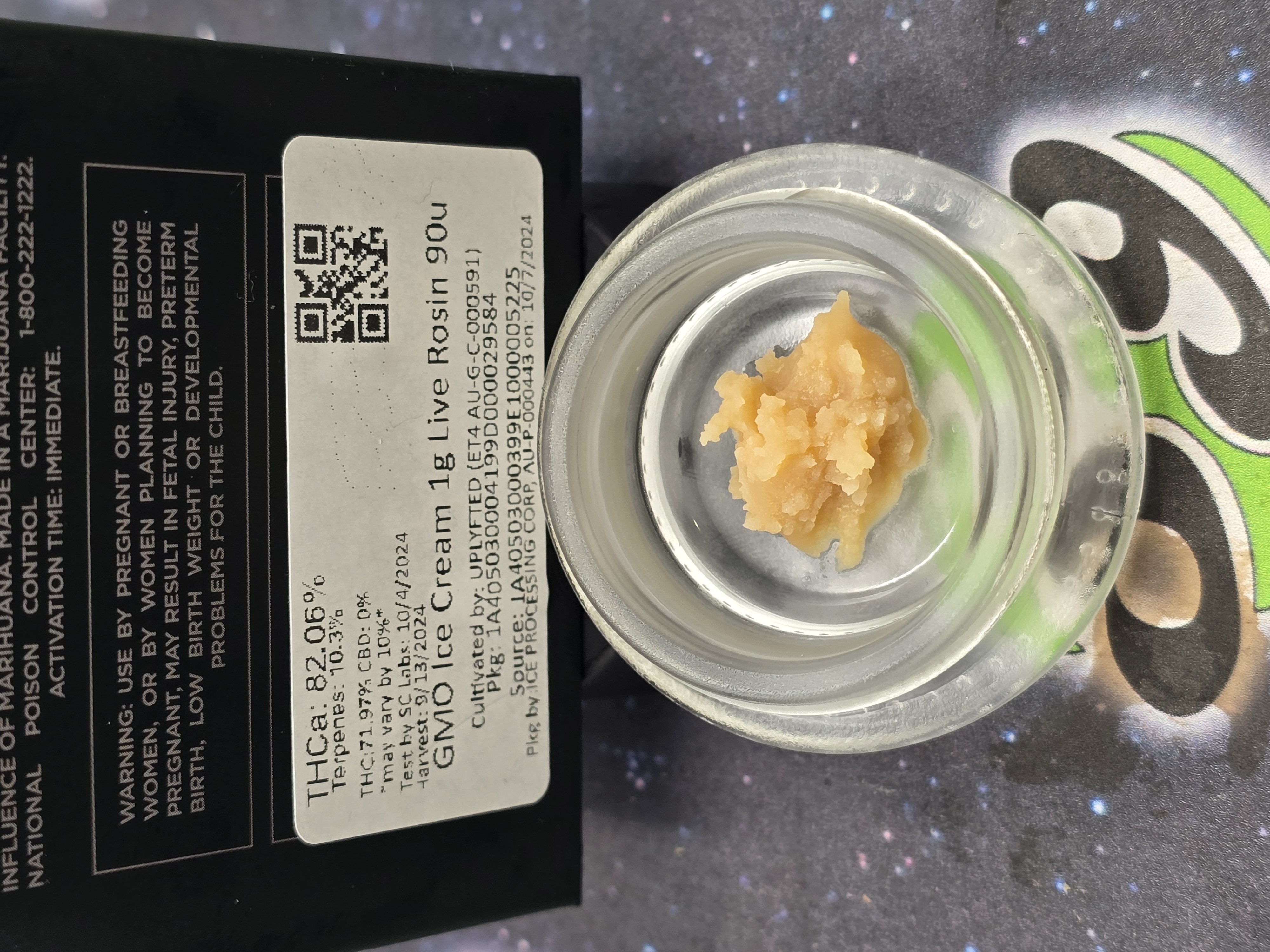 Photograph of product: Uplyfted | GMO Ice Cream Live Rosin 90u
