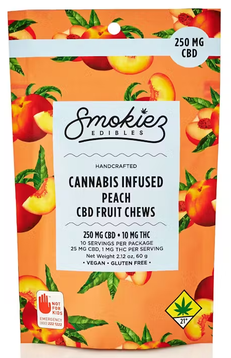 Photograph of product: Peach CBD Fruit Chews, 10-Pack