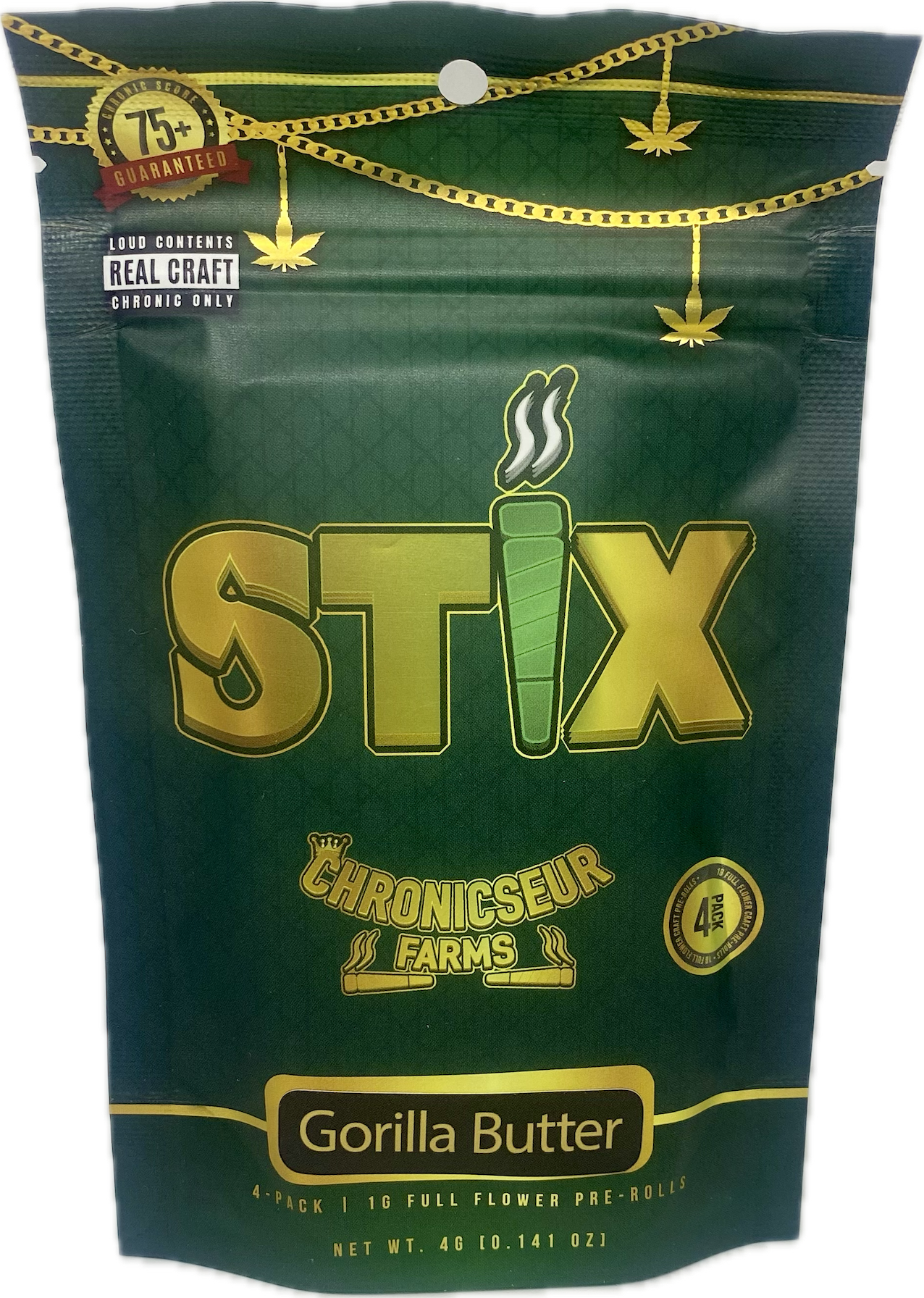 Photograph of product: Chronic Stix- Gorilla Butter- 4G Preroll Pack