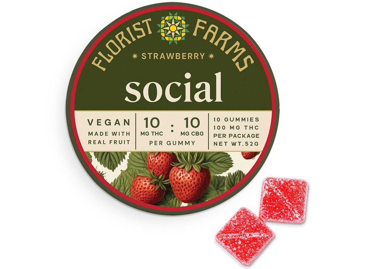 Photograph of product: Florist Farms | Social | Strawberry | 1:1 TH-oui / CBG | 10pk
