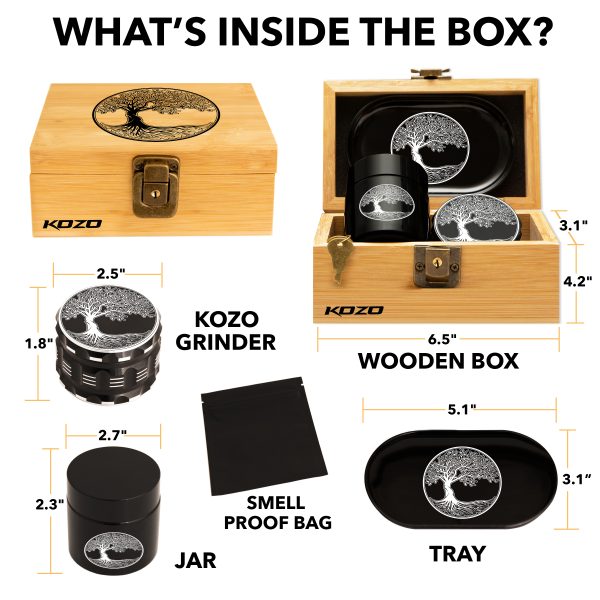 Photograph of product: Kozo Small Wooden Stash Box Tree of life