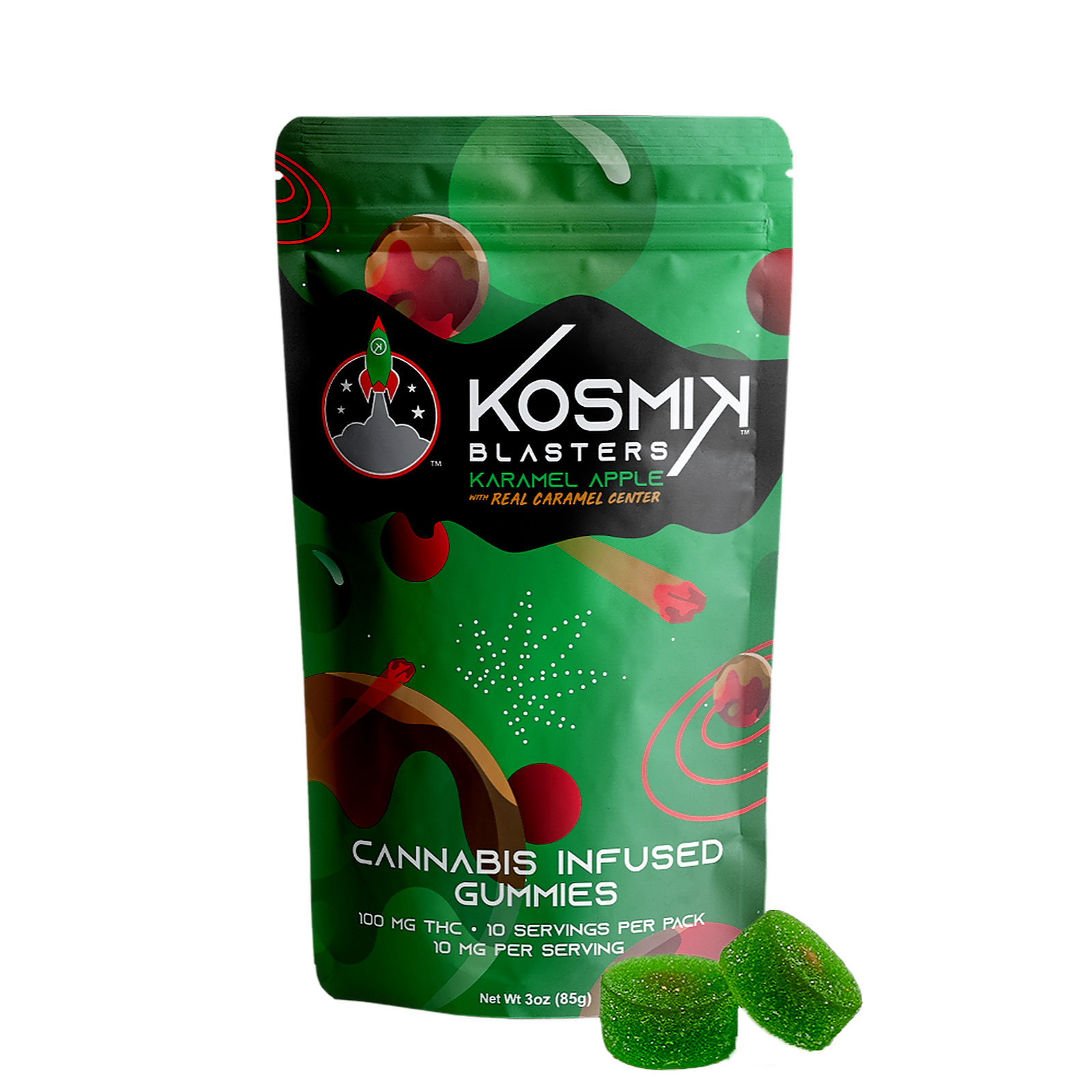 Photograph of Product: Kosmik Gummies Karmel Apple 100mg/.1