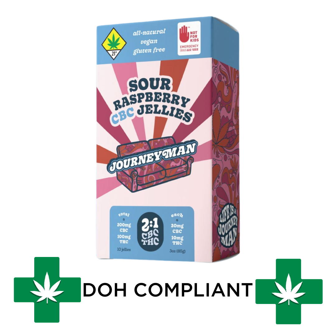 Photograph of product: DOH | Sour Raspberry 2:1 CBC Jelly Chews | 10pk