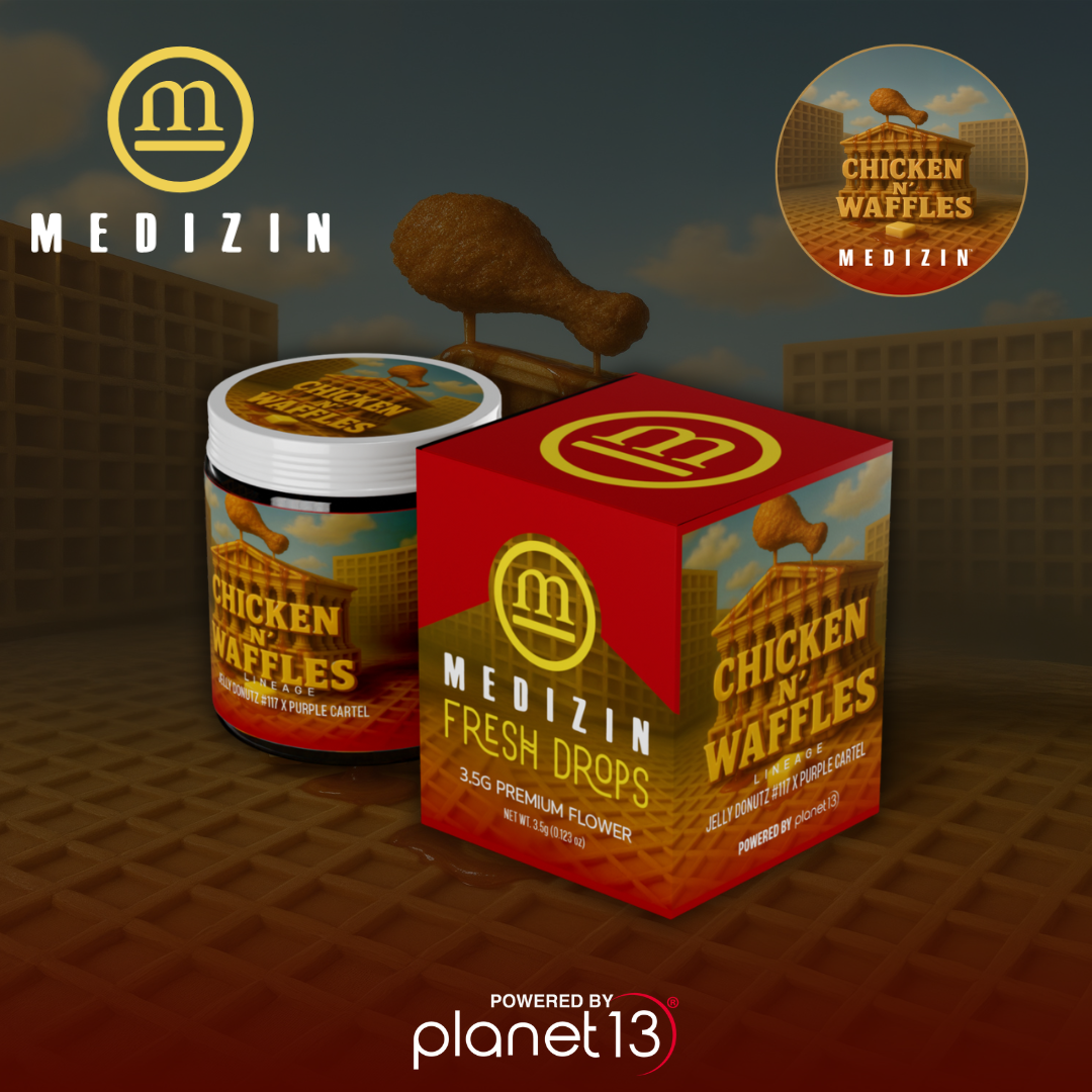 Photograph of product: Medizin FRESH DROP Chicken N' Waffles 3.5g Prepack