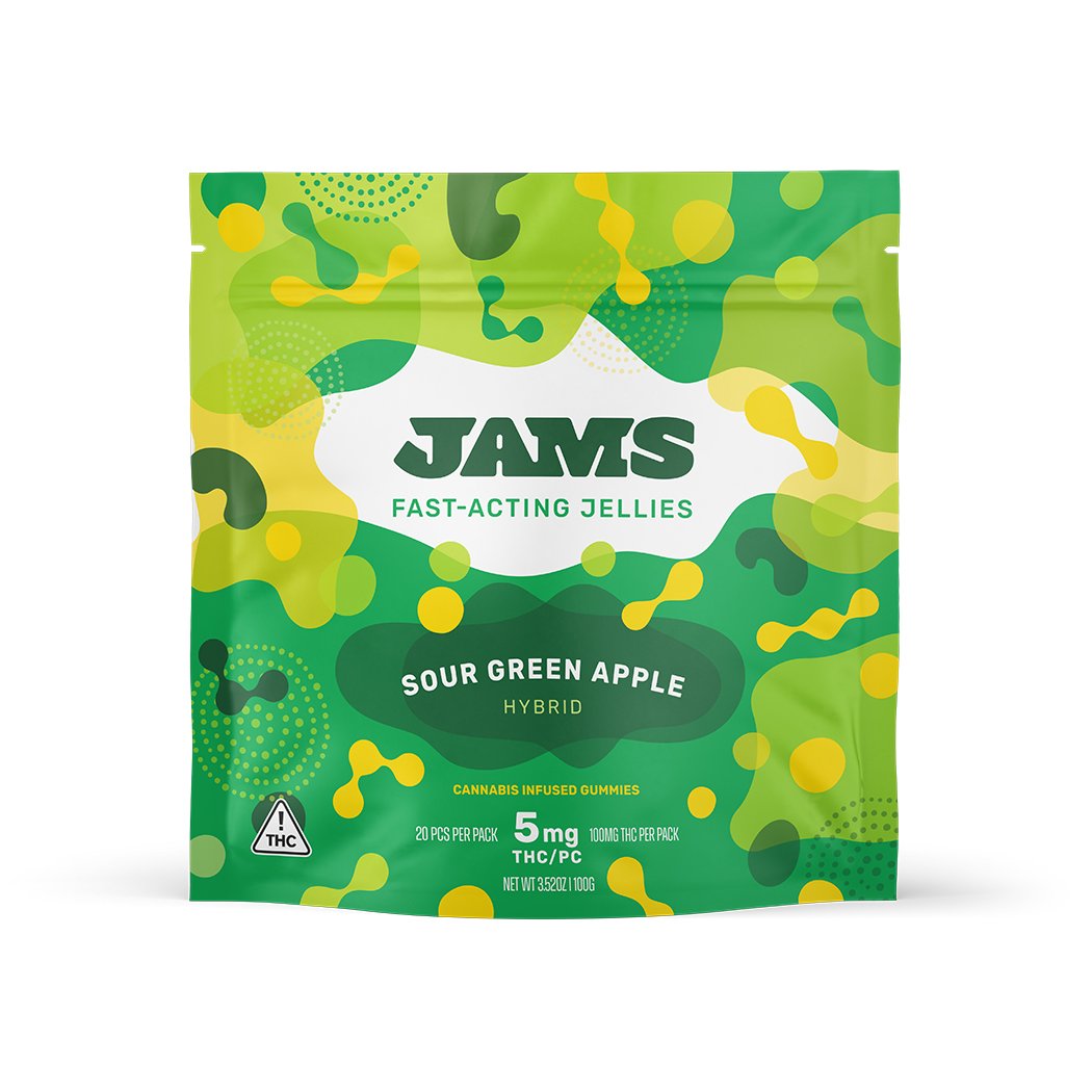 Photograph of Product: Fast-Acting Sour Green Apple Gummies 100mg (20-Pack | 5mg Each)