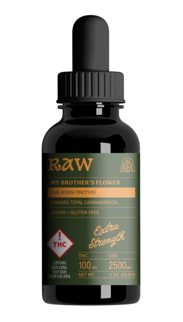 Photograph of product: My Brother's Flower Raw Extra Strength Rosin Tincture 100mg TH-oui : 2500mg CBD