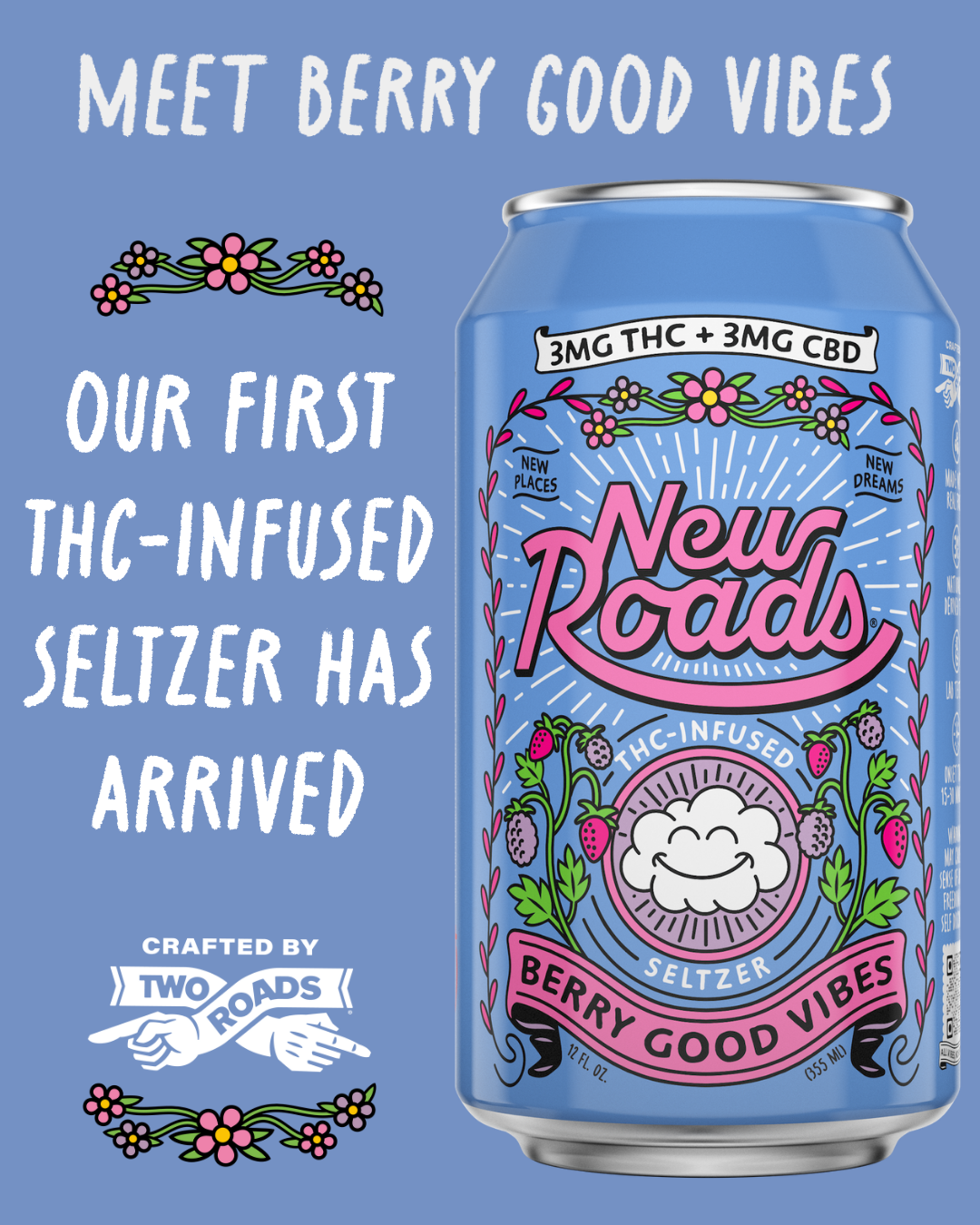 Photograph of product: Beverage | New Roads | Berry Good Vibes Seltzer | Single