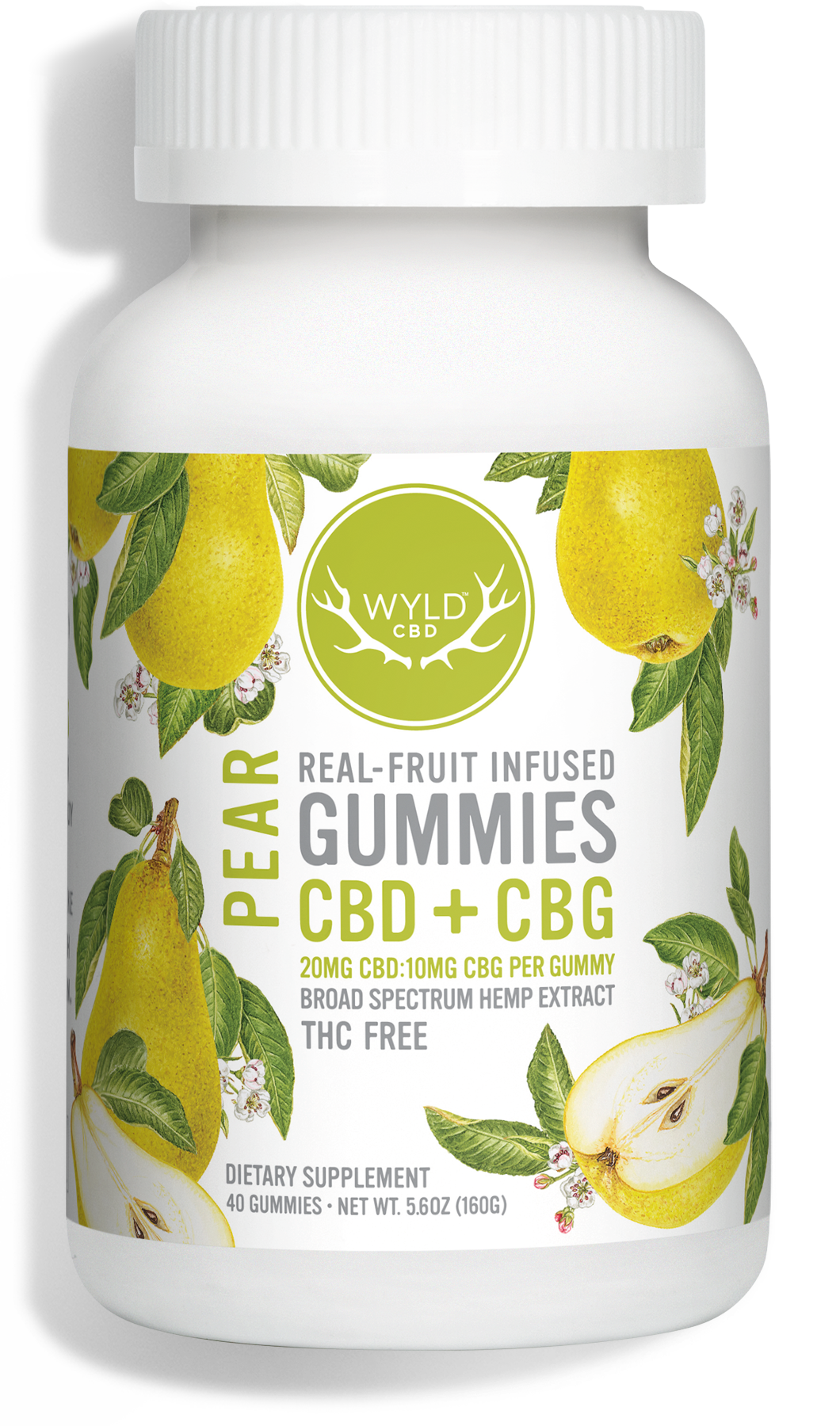 Photograph of product: Wyld - Pear - CBD & CBG HEMP 40pc Gummy