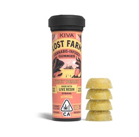 Photograph of product: *Promo* Lost Farm | Juicy Peach Mimosa Live Resin Gummy | 100mg