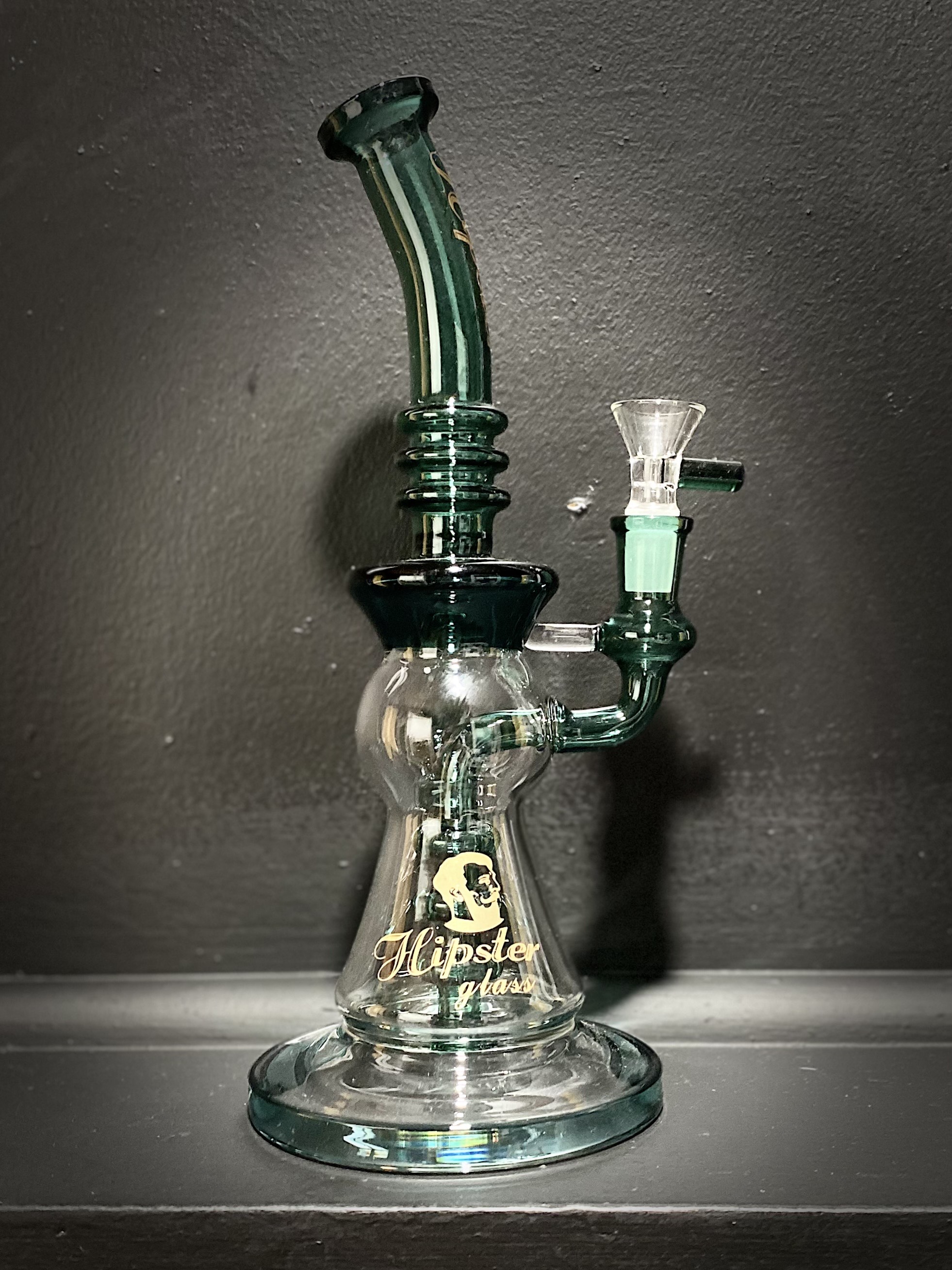 Photograph of product: Hipster Glass Green Hourglass Bong