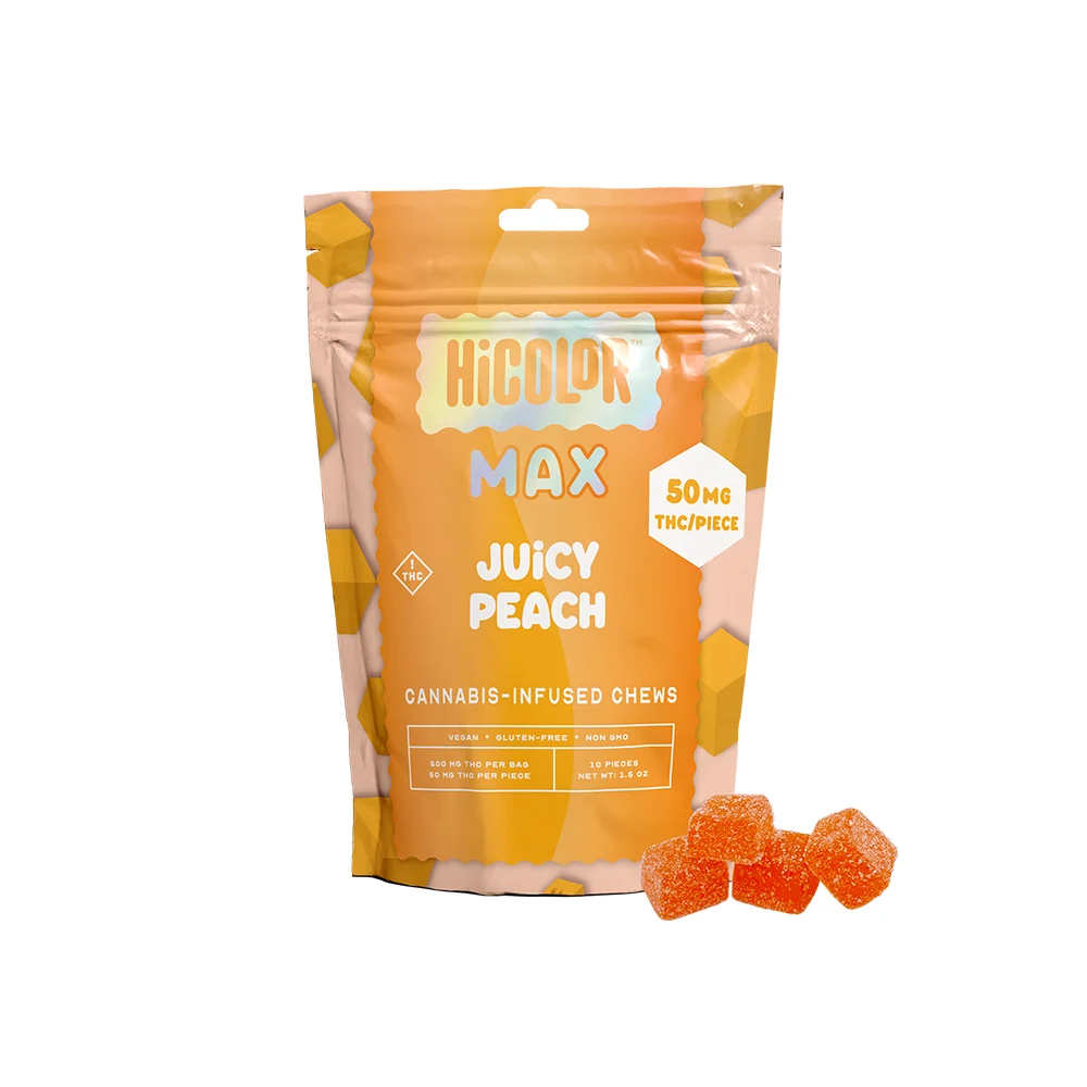 Photograph of product: HiColor MAX | Juicy Peach | 50mg/10pk Gummies