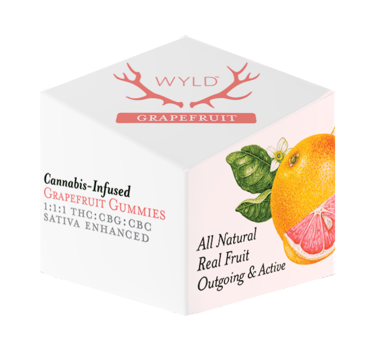 Photograph of product: Wyld | 10 pack | Grapefruit | 100mg TH-oui | 100mg CBG | 100mg CBC | Oui'd