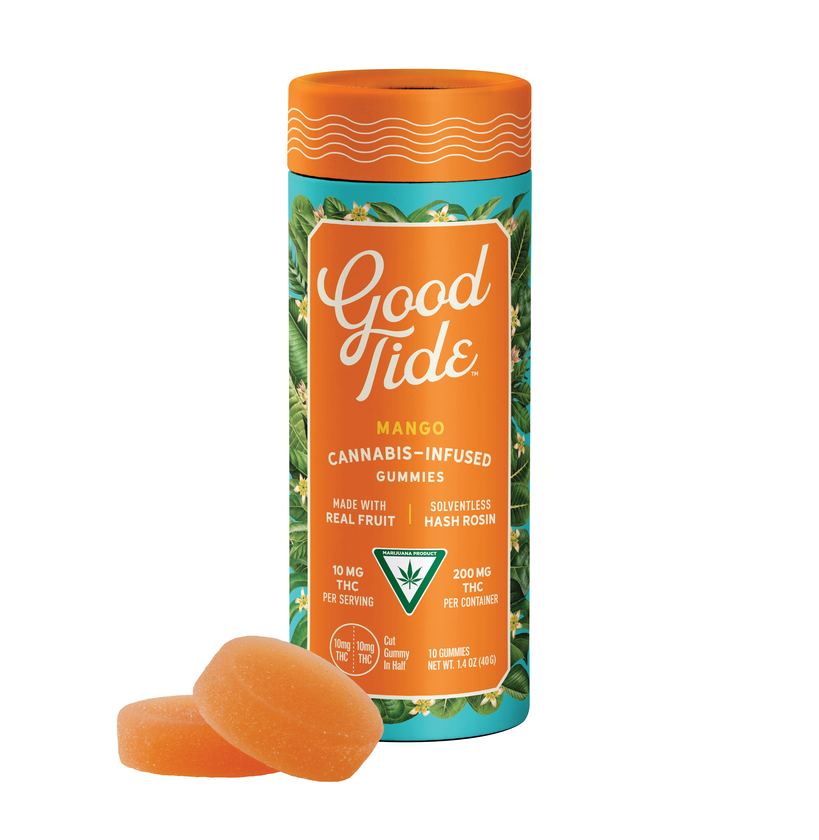 Photograph of product: Good Tide Mango Solventless au chocolat Rosin Gummies | 200mg | Mellow