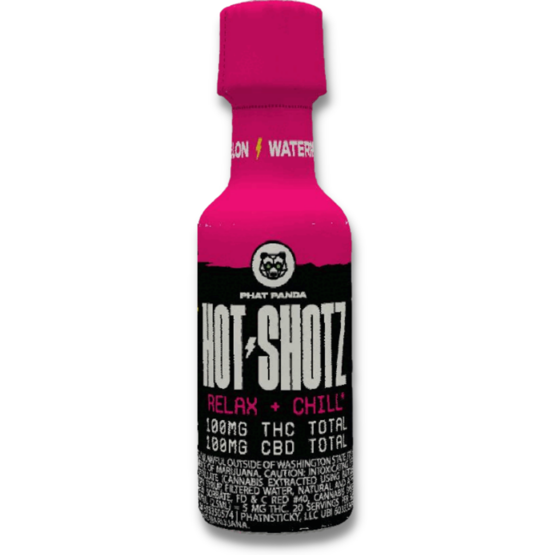 Photograph of product: CBD 1:1 Watermelon Relax + Chill 200mg Hot Shotz (Phat Panda)