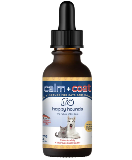 Photograph of product: Happy Hounds - Calm + Coat Salmon Oil Pet CBD Drops - 500mg