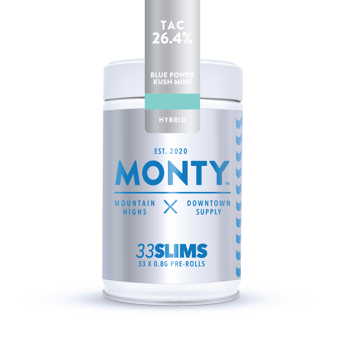 Photograph of product: MONTY | Blue Power Kush Mint | Pre-Rolls | 33 x Slims