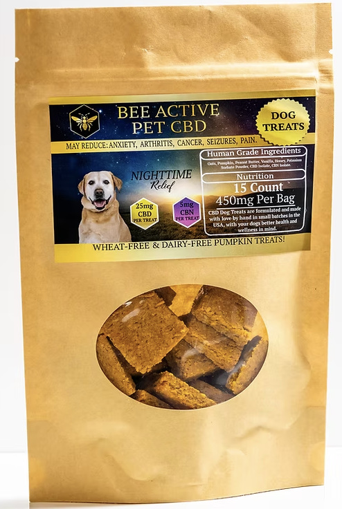 Photograph of product: Bee Active CBD/CBN Dog Treats 25mg CBD/5MG CBN 5ct