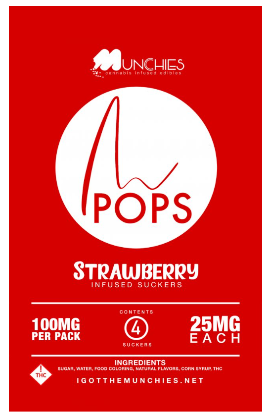 Photograph of product: I Got The Munchies | Strawberry Lollipop | 4pk/100mg
