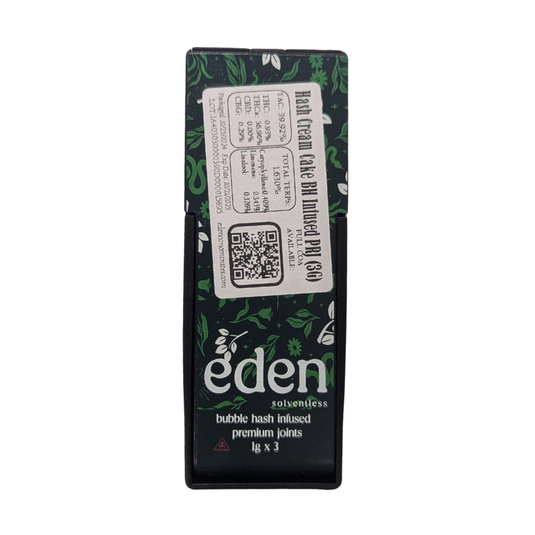 Photograph of Product: Eden Bubble Hash Infused Preroll (3x1g) Hash Cream Cake