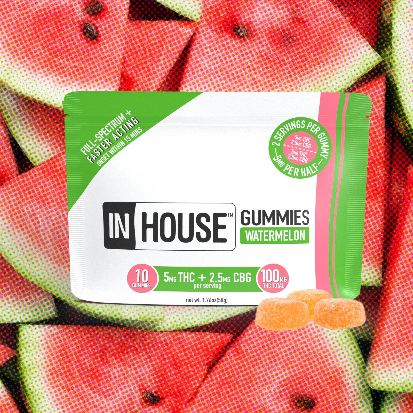 Photograph of product: Watermelon Gummies - 5mg/100mg Total - TH-oui