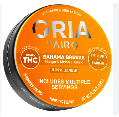 Photograph of product: Oria 10mg Bahama Breeze Hybrid Gummies - 100mg