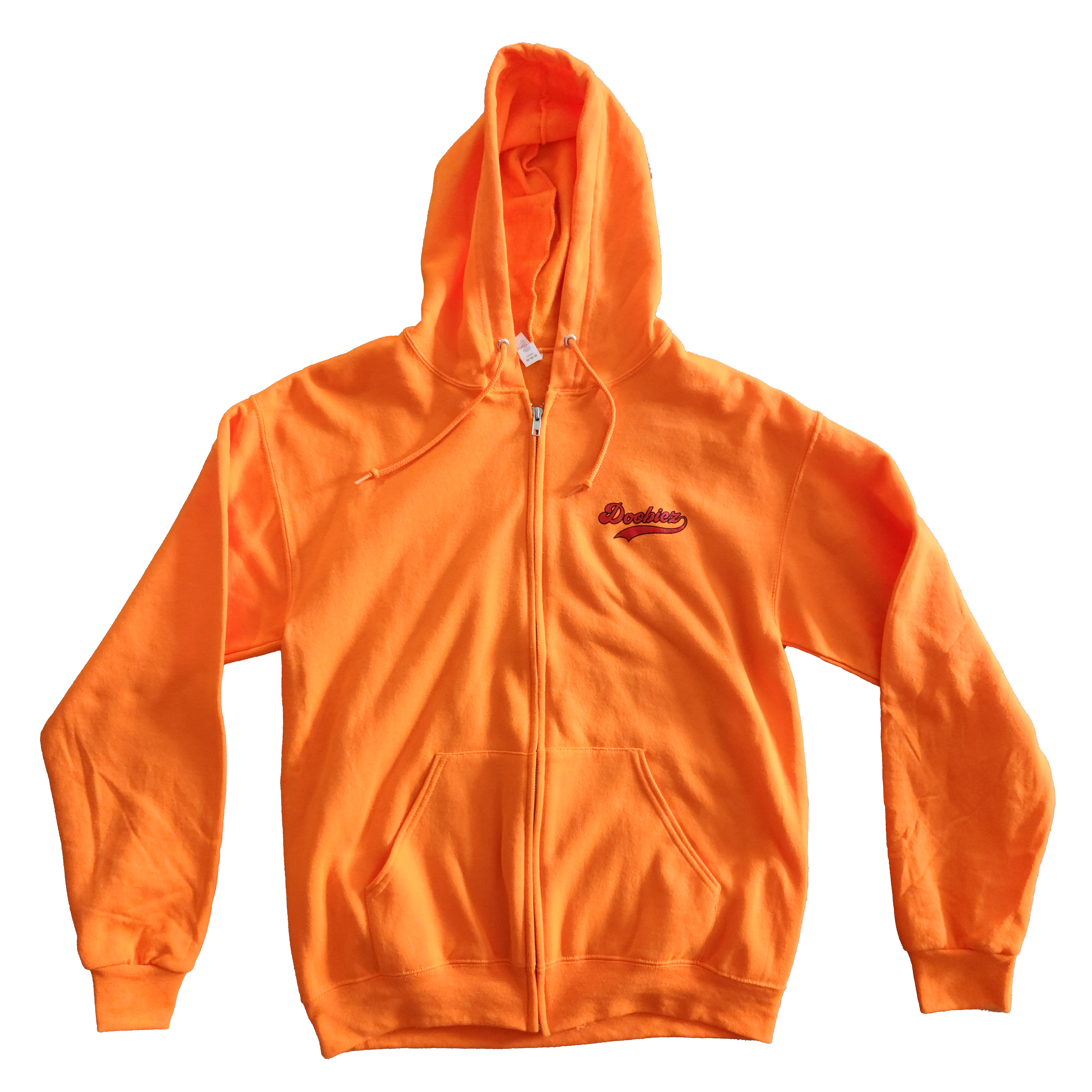 Photograph of product: Doobiez Logo Zip-Up Hoodie - Red on Orange