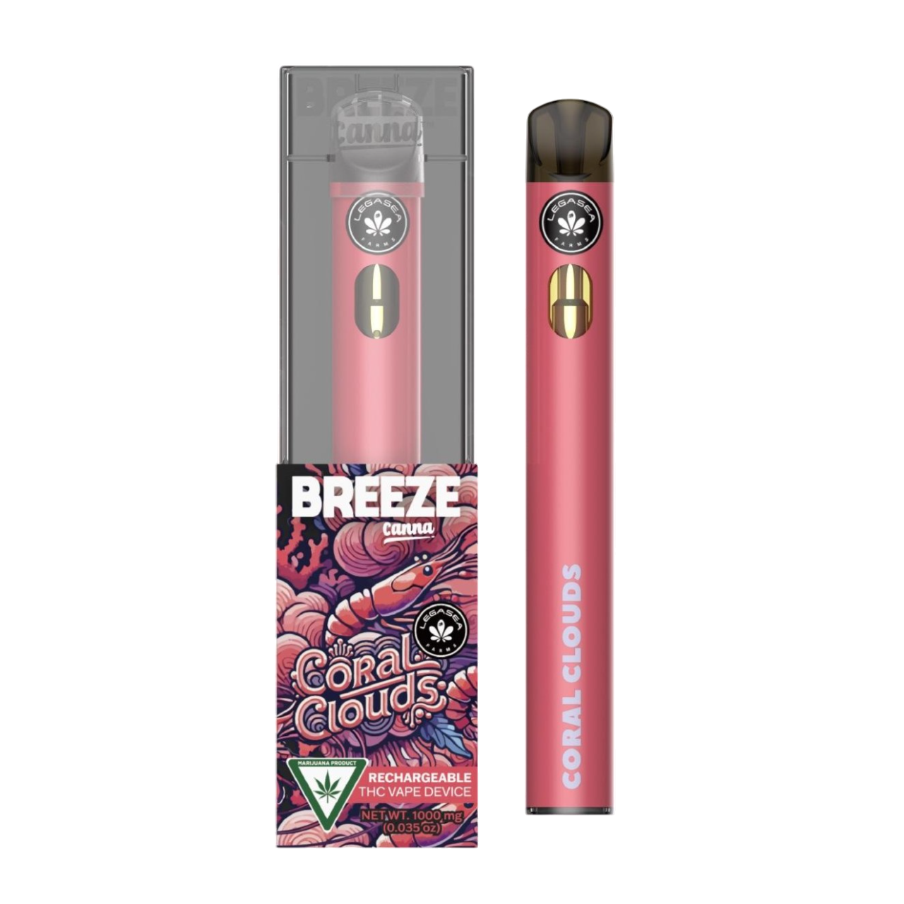 Photograph of product: Breeze x LegaSea Coral Clouds All-In-One Vape | 1g