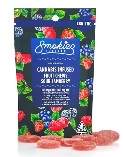 Photograph of product: Smokiez | Sour Jamberry | 10mg TH-oui + 10mg CBN