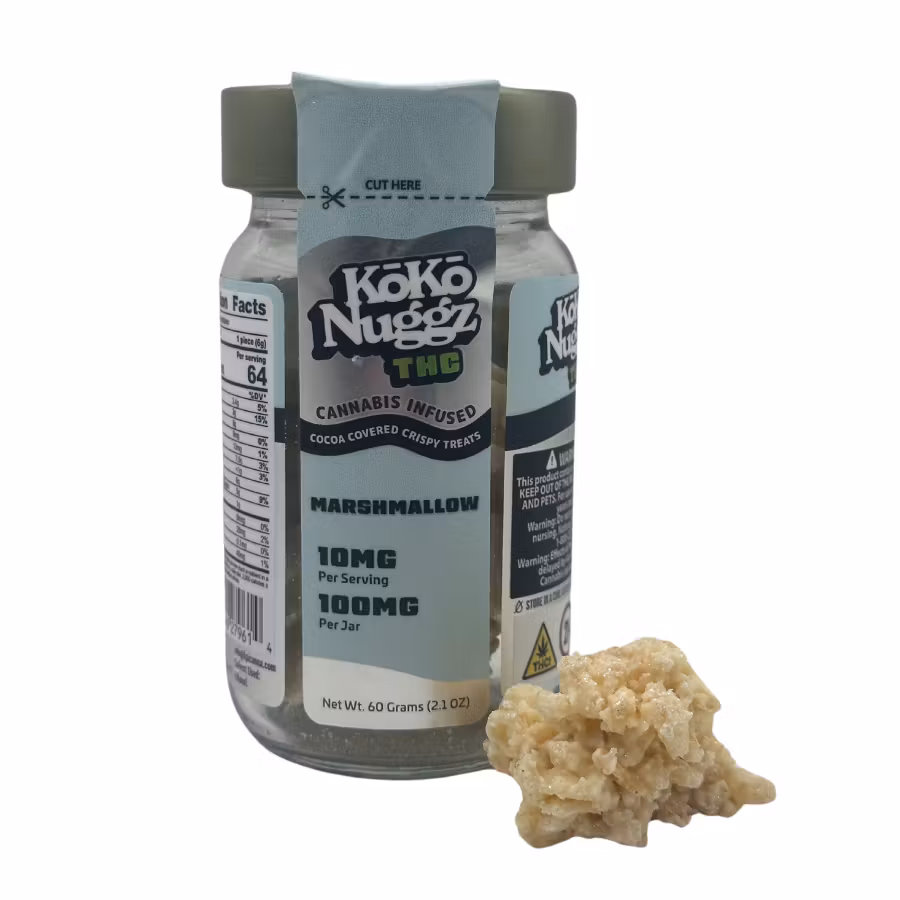 Photograph of product: KOKO NUGGZ / EDIBLES / CRISPY TREATS / MARSHMALLOW / 100MG