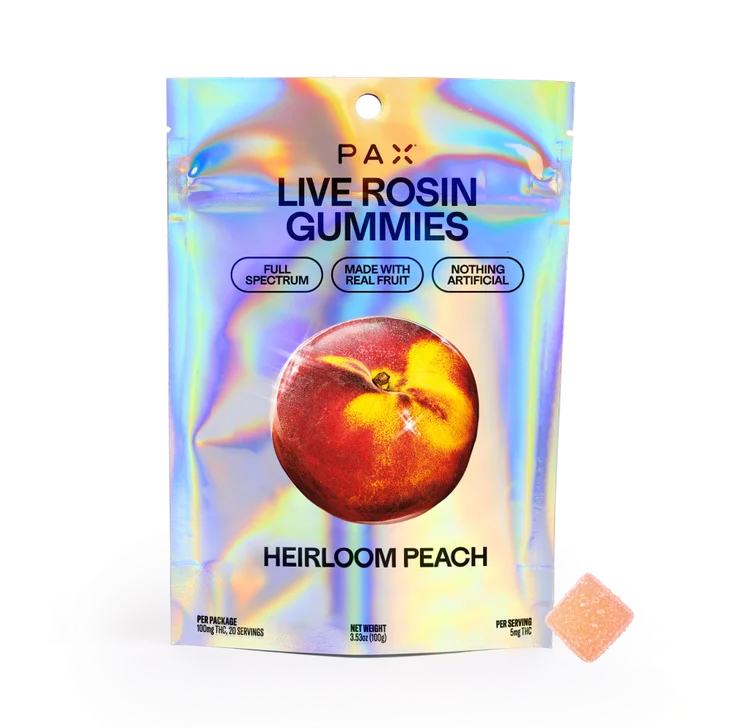 Photograph of product: Heirloom Peach (H) - 20pk 100mg Live Rosin Gummies - PAX