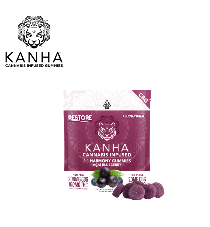 Photograph of product: 2:1 ACAI BLUEBERRY CBG:THC 100MG 10 PACK NANO GUMMIES