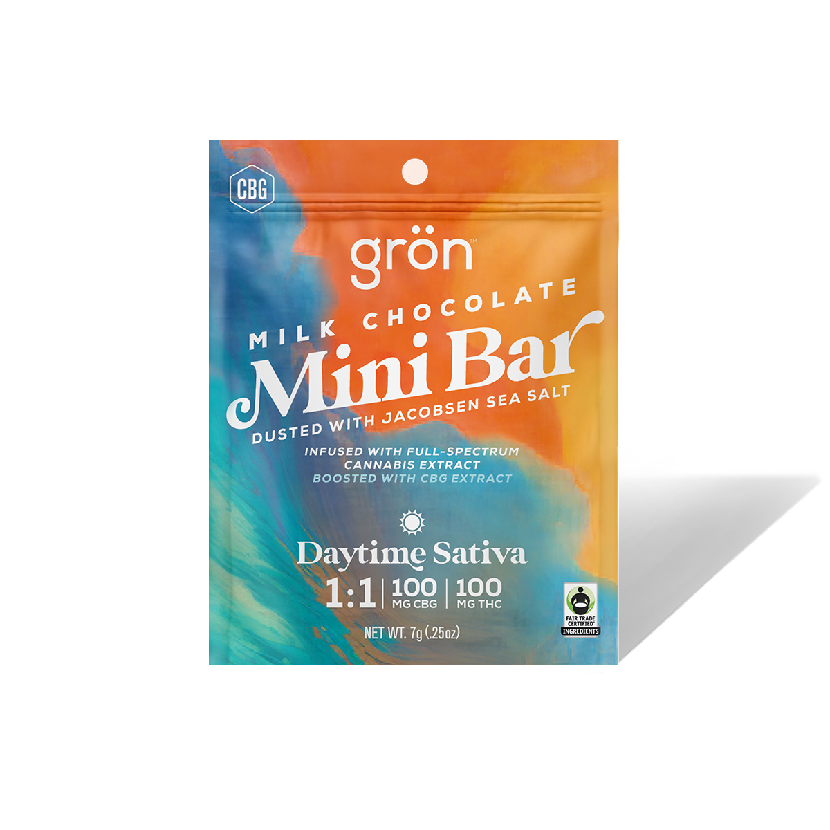 Photograph of Product: GRON: Mini Milk Chocolate Bar 1:1 CBG/THC - 100mg (Sativa)