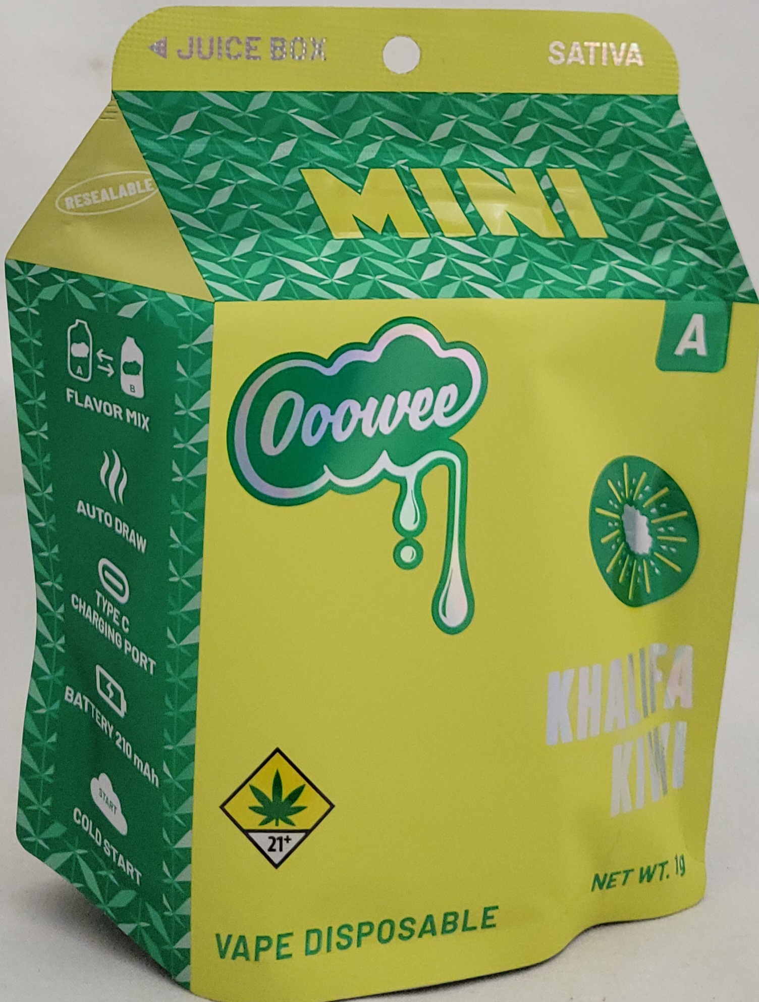 Photograph of product: Khalifa Kiwi *Side A* | 1g  *General Use Compliant*