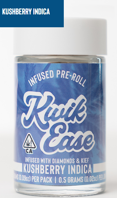 Photograph of Product: KWIK EASE KUSHBERRY .5G DIAMOND & KIEF INFUSED PREROLL 5 PACK