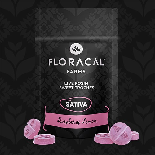 Photograph of product: Live Rosin Raspberry Lemon Sweet Troches 100mg (10-Pack | 10mg Each)