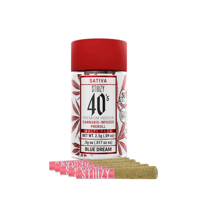 Photograph of product: 40's | Blue Dream | .5g x 5 Infused Pre-Rolls - 