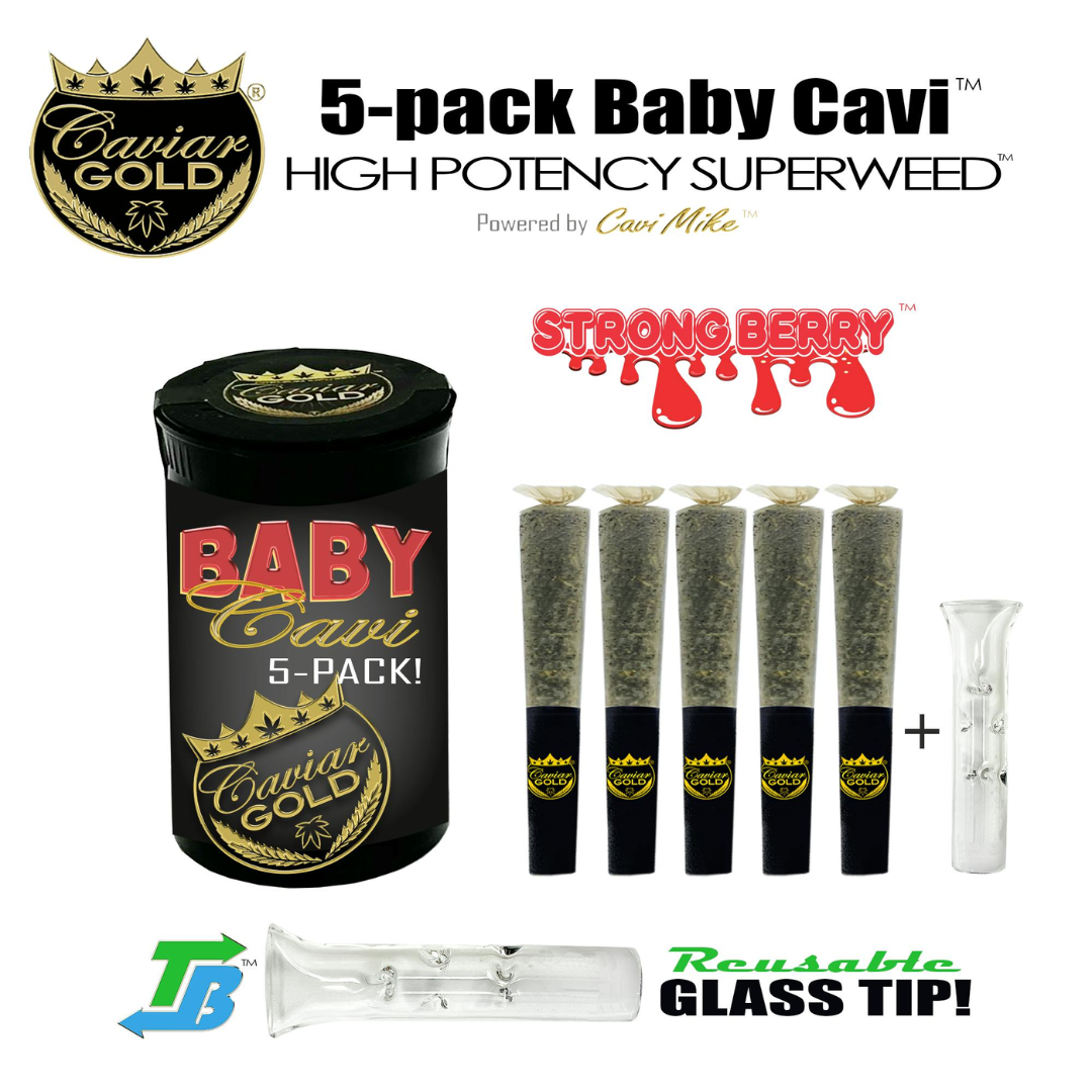 Photograph of product: Baby Cavi's - Strong Berry (Oui'd) Infused 5pk Prerolls