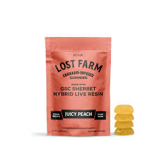 Photograph of product: Lost Farm | gummies | live-resin infused | juicy peach | 10pack-Hybrid